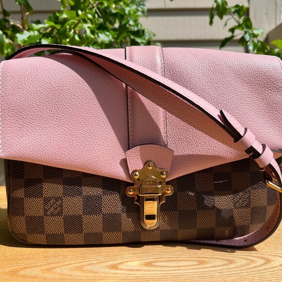 Louis Vuitton Clapton Shoulder Bag Magnolia Leather Damier Ebene Pink - Picture 2 of 9